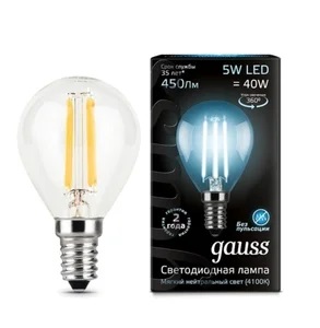 Лампа Gauss LED Filament Globe E14 5W 4100K Улыбка Света